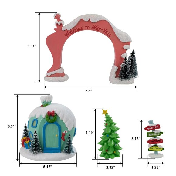 Dr. Seuss The Grinch Christmas Who-Ville Village 4 Piece Light & Sound 2025 NIB - Picture 4 of 4